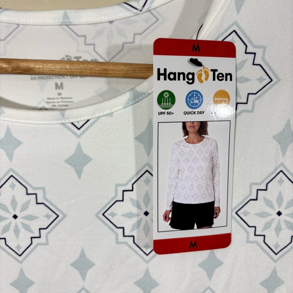 Hang Ten Women’s UV Sun Protection Long Sleeve Shirt W/ Zip Pocket Medium NEW - Picture 5 of 7